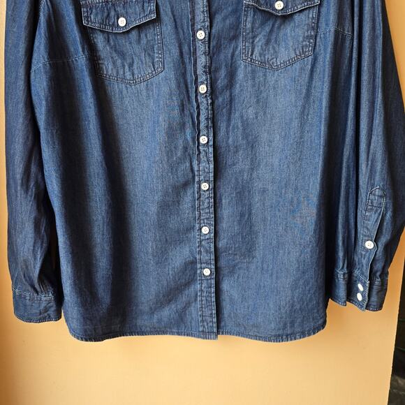 Torrid Size 1X Chambray Button Up Shirt Long Sleeve Lightweight Top - Picture 5 of 8